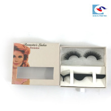 China Fabrik benutzerdefinierte Logo Box falsche Wimpern Verpackung Box mit klarem Fenster